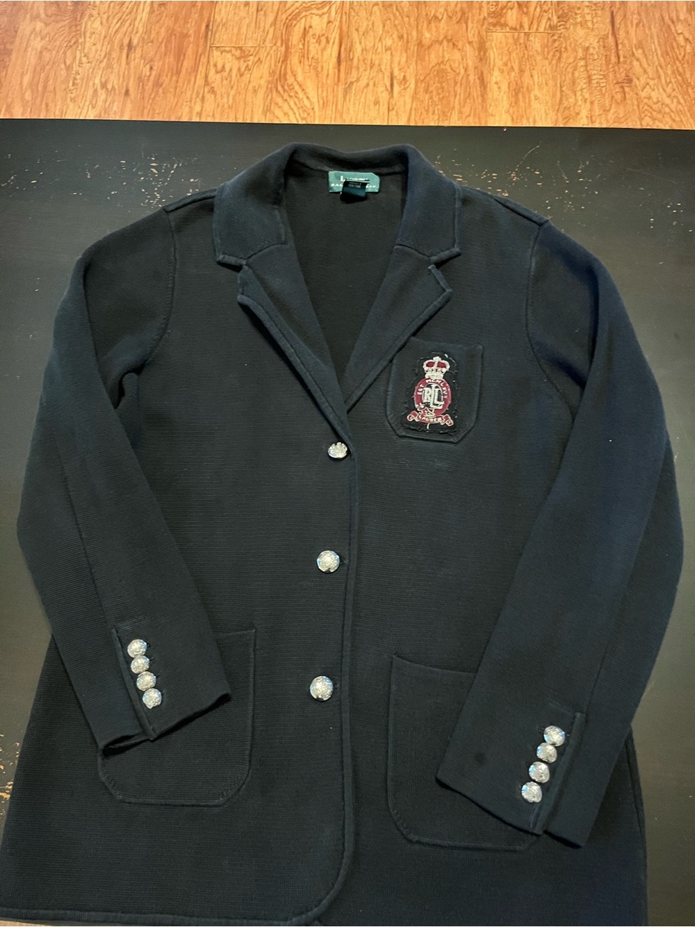 Vintage Ralph Lauren Navy SWeater/Blazer with Crest Patch